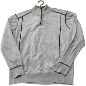 Buckle Black Men Sweater Size XL Gray 1/4 Zip Contrast Stitch Long Sleeve Cotton